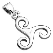 Small Silver Celtic Triskele Triple Spiral Pendant, pn127