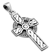 Medium Celtic Silver Cross Pendant, pn143