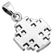 Small Jerusalem Cross Plain Silver Pendant, pn155
