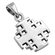 Small Jerusalem Cross Plain Silver Pendant, pn155