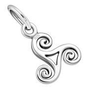 Tiny Triskele Triple Spiral Sterling Silver Pendant, pn427
