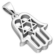 Hamsa Star of David Silver Pendant, pn481