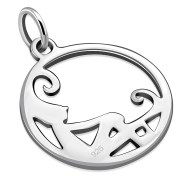 Round Celtic Pixie Sterling Silver Pendant - pn493