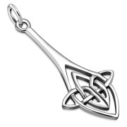 Long Solid Silver Celtic Knot Pendant, pn516