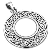 Large Celtic Knot Round Silver Pendant, pn537