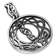 Unique Round Large Celtic Knot Silver Pendant, pn567