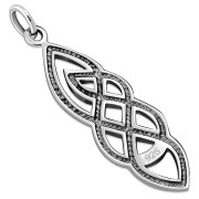 Long Sterling Silver Celtic Knot Pendant, pn570