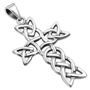 Medium Celtic Knot Cross Silver Pendant, pn574