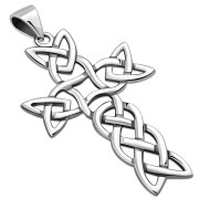 Large Celtic Knot Cross Silver Pendant, pn575