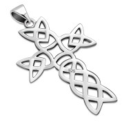 Large Celtic Knot Cross Silver Pendant, pn575