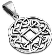 Round Celtic Knot Sterling Silver Pendant, pn587