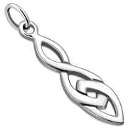 Small Light Celtic Knot Long Silver Pendant, pn603