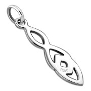 Small Light Celtic Knot Long Silver Pendant, pn603