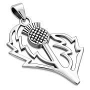 Large Thistle Silver Pendant, pn612