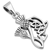Thistle Solid Silver Celtic Pendant, pn613
