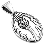 Thistle Oval Silver Pendant, pn632