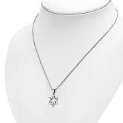 Star of David Grooved Plain Sterling Silver Pendant, pn666