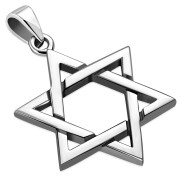 Star of David Grooved Plain Sterling Silver Pendant, pn667