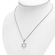 Star of David Grooved Plain Sterling Silver Pendant, pn667