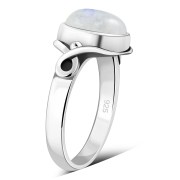 Rainbow Moonstone Celtic Knot Sterling Silver Ring, r001