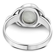 Rainbow Moonstone Celtic Knot Sterling Silver Ring, r001