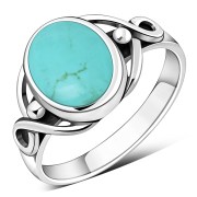 Turquoise Celtic Knot Silver Ring, r1