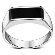 Simple Black Onyx Silver Ring, r007