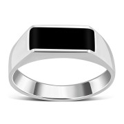 Simple Black Onyx Silver Ring, r007