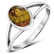 Amber Silver Ring, r014