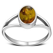 Amber Silver Ring, r014