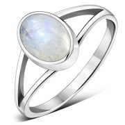 Rainbow Moonstone Silver Ring, r014