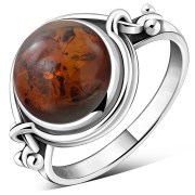 Ethnic Baltic Amber Sterling Silver Ring, r23