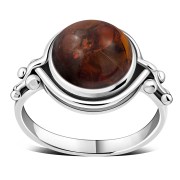 Ethnic Baltic Amber Sterling Silver Ring, r23