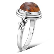 Ethnic Baltic Amber Sterling Silver Ring, r23