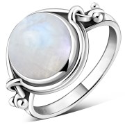 Rainbow Moonstone Ethnic Sterling Silver Ring, r023