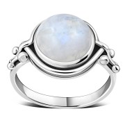 Rainbow Moonstone Ethnic Sterling Silver Ring, r023