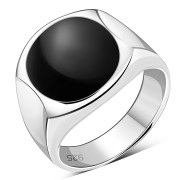 Black Onyx Men's Silver Ring, r34