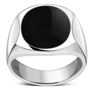 Black Onyx Men's Silver Ring, r34