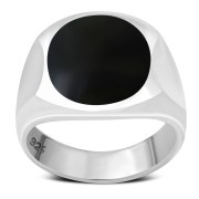 Black Onyx Men's Silver Ring, r34