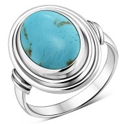 Turquoise Ethnic Style Silver Ring, r48tq