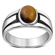 Tiger Eye Silver Men's Ring - r060