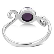 Delicate Silver Spiral Ring, set w Amethyst, r70