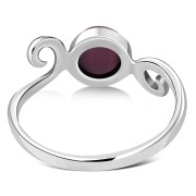 Delicate Silver Spiral Ring, set w Garnet, r70