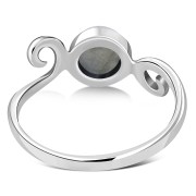 Delicate Silver Spiral Ring, w Rainbow Moonstone, r70