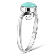 Delicate Silver Spiral Ring set w/ Turquoise, r70