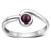 Garnet Silver Band Ring, r73