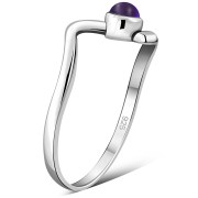 Amethyst Genuine Stone Twisted Silver Ring, r74