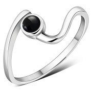 Black Onyx Twisted Silver Ring, r74