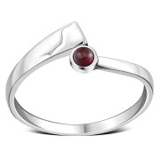 Simple Garnet Bypass Silver Ring, r075
