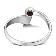 Simple Garnet Bypass Silver Ring, r075